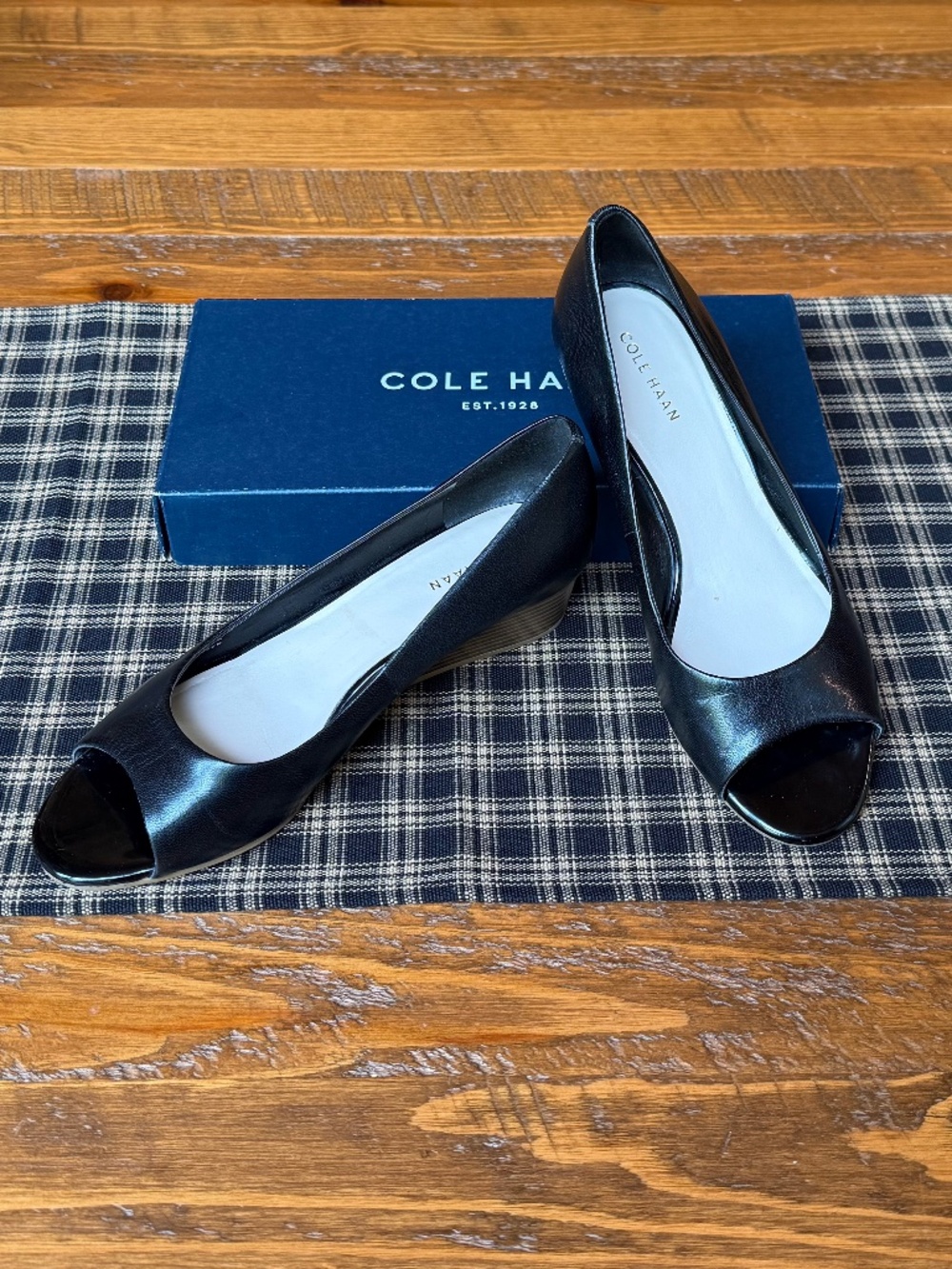 New Cole Haan Wedge Open-toe Leather Shoe